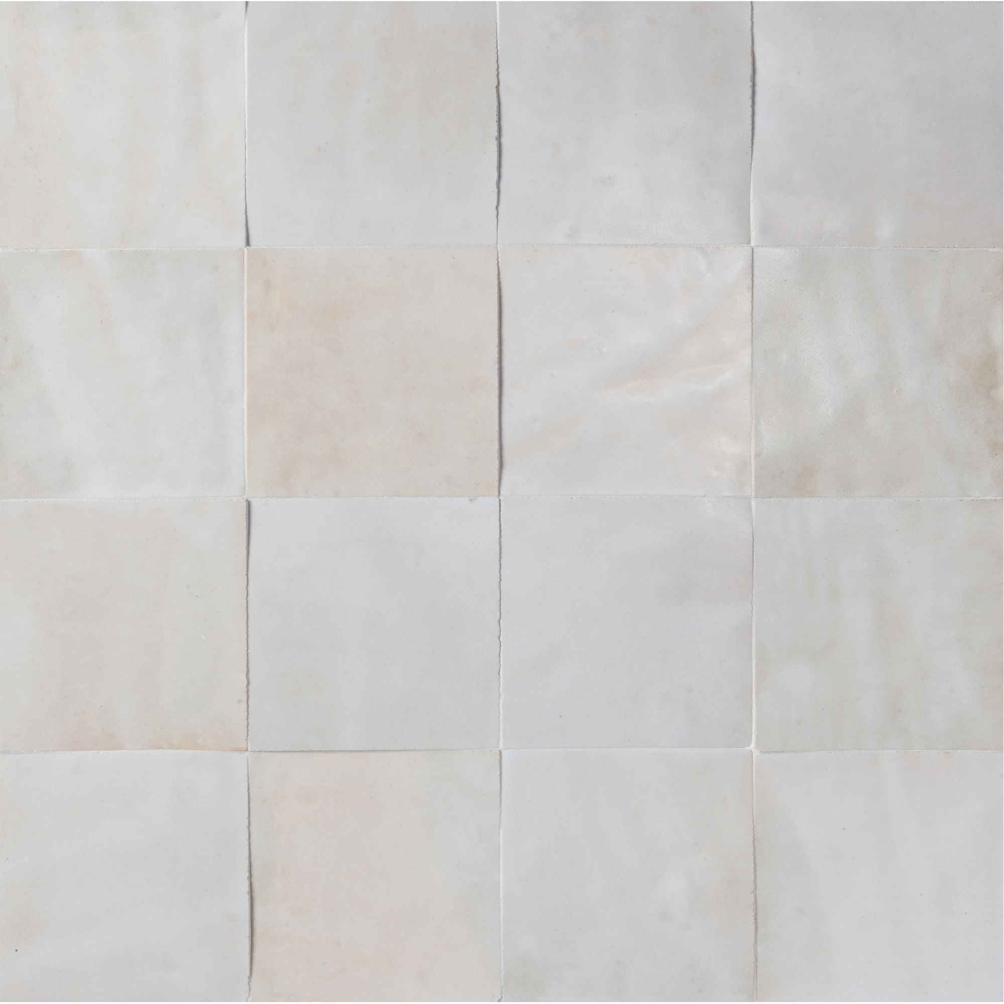 Zel Zellige Classic 4"x4" Fez White Gloss