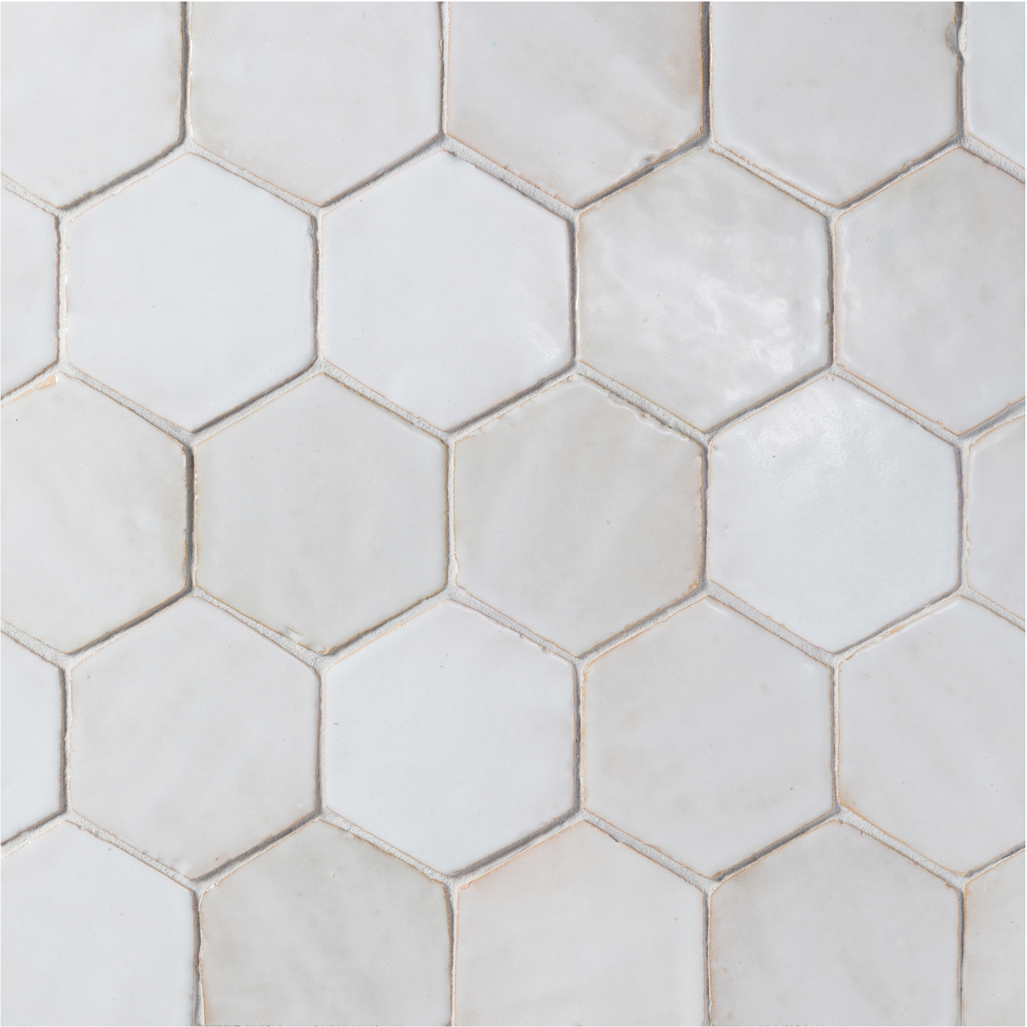 Zel Zellige Nouveau Hexagon Fez White Gloss